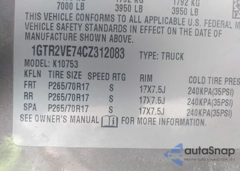 2012 GMC Sierra 1500 Sle из США, поврежденный, VIN 1GTR2VE74CZ312083